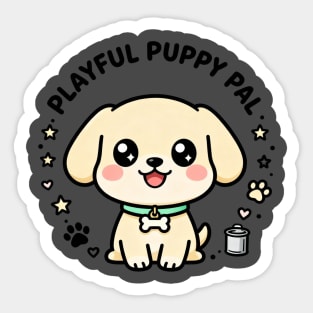 Playful Puppy Pal - Kawaii Dog Circle Design - Cute Pet Lover Gift Sticker